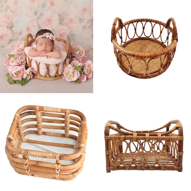 Photography Cheat Sheet - Newborn Photography Props Retro Rattan Basket