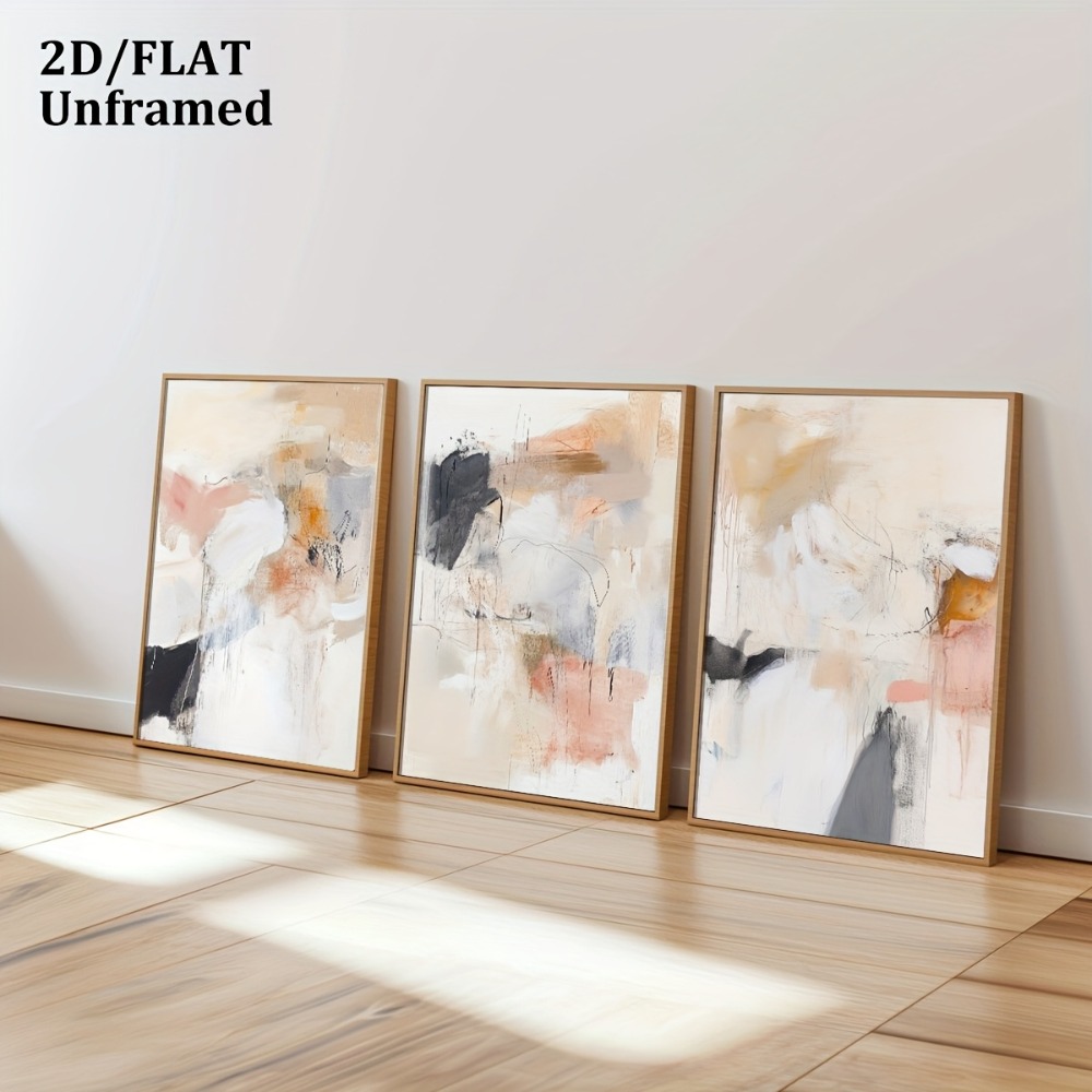 3pcs Frameless,Neutral Beige B - Photography Geometry 评论和价格