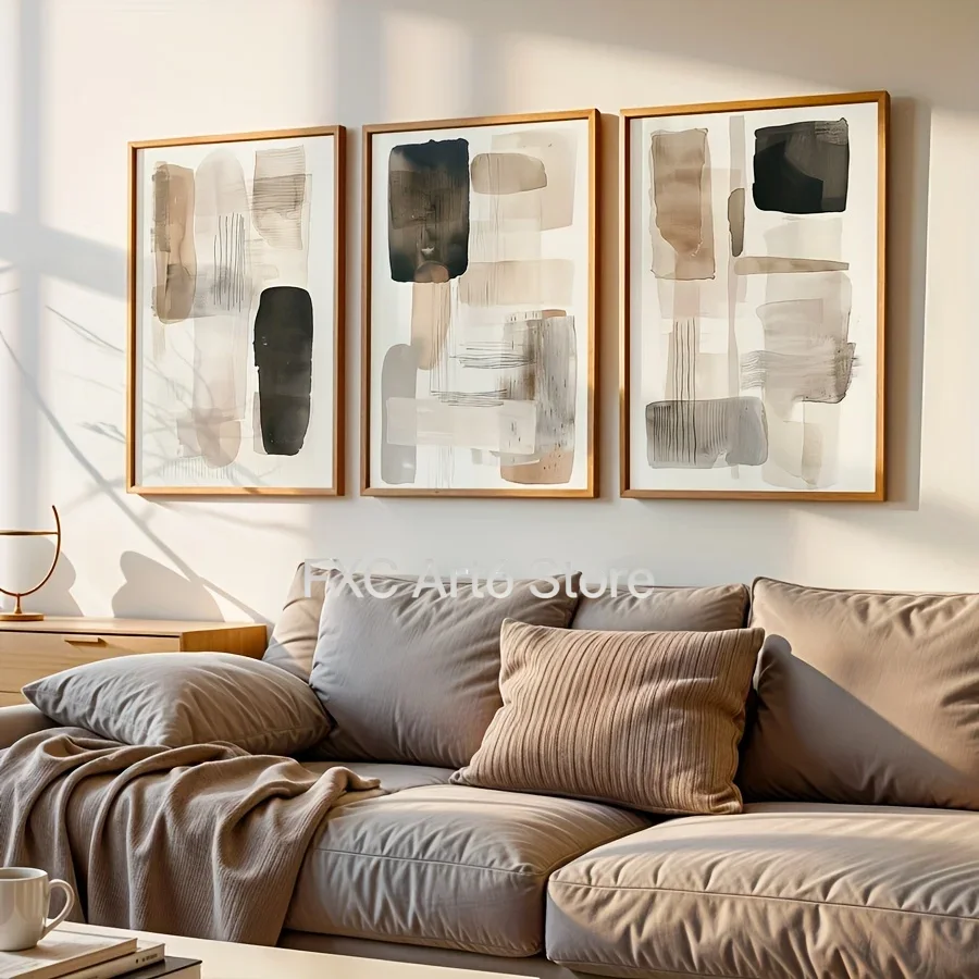 3PC frameless  of Black Beige  - Photography Geometry 评论和价格