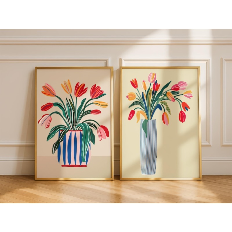 2pcs Tulip Flowers Canvas Wall - Photography Design 评论和价格